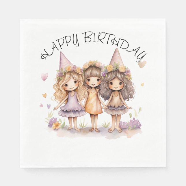 Fairy Birthday Party Napkins Serviette (Vorderseite)