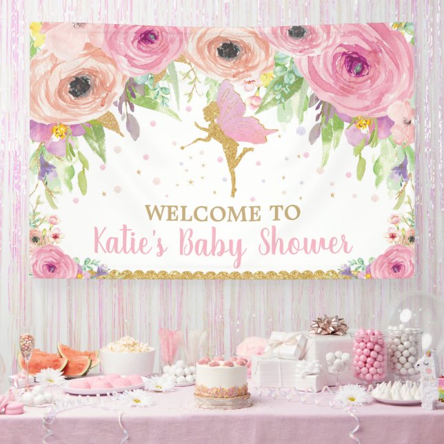 Fairy Birthday Party Pink Floral Willkommen Hinter Banner (Party)