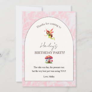 Fairy Birthday Party Vertikal Danke Karte