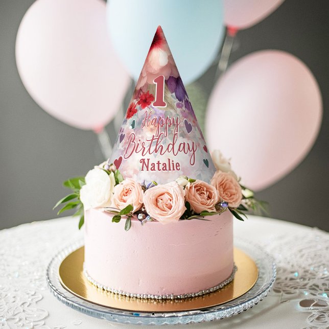 Fairy Birthday Party Verzauberter Wasserfarben Gar Partyhütchen (Fairycore Themed Party Floral Garden Birthday Party Hat)