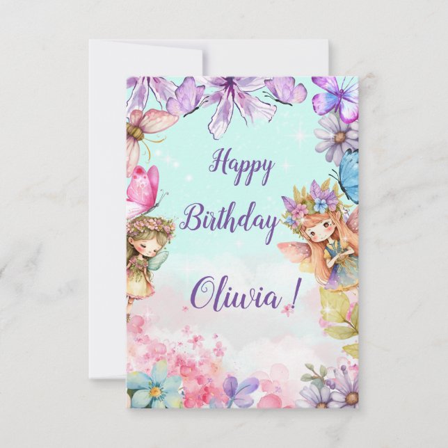 Fairy Birthday Princess Fairy Happy Birthday Karte (Vorderseite)