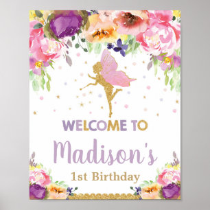 Fairy Birthday Welcome Sign Lila Blume Poster
