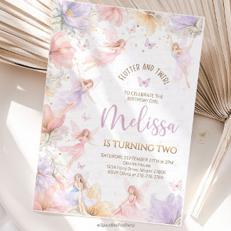 Fairy Birthday Wildflower Butterflies Einladung