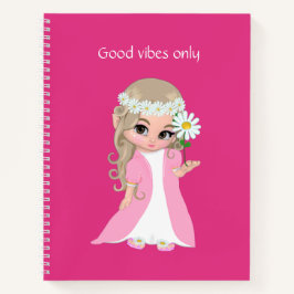 Fairy & Blume auf Vivid Pink Notizbuch