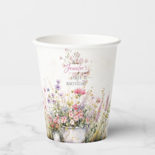 Fairy Blume Birthday Paper Cups Pappbecher (Vorderseite)
