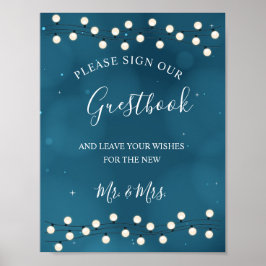 Fairy Bokeh String Lights Wedding Guestbook Poster