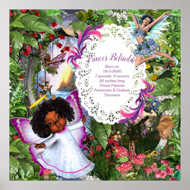 Fairy Butterfly Baby Girl Poster (Vorne)