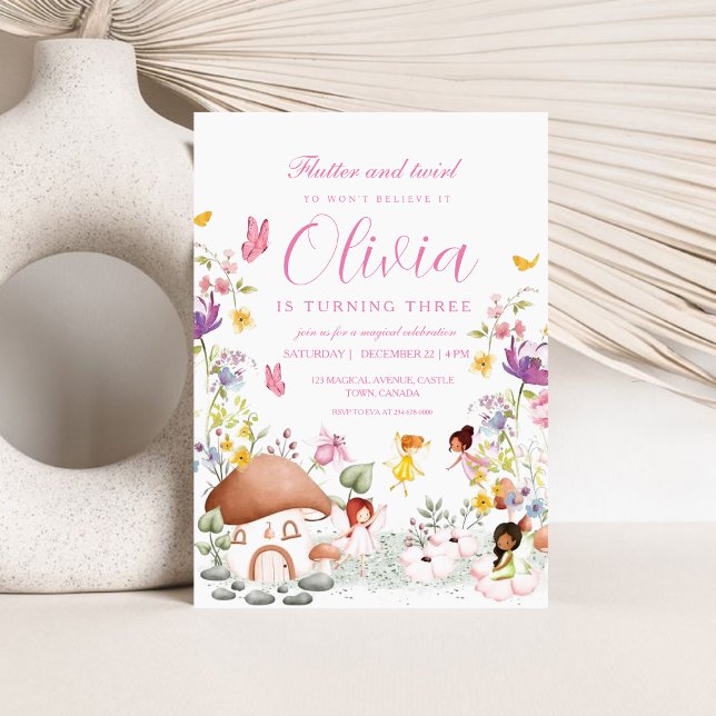 Fairy Butterfly Garden Pixie Girls Blume Einladung (Von Creator hochgeladen)