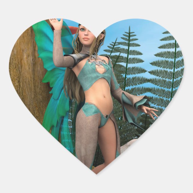 Fairy Butterfly Herz-Aufkleber (Vorderseite)