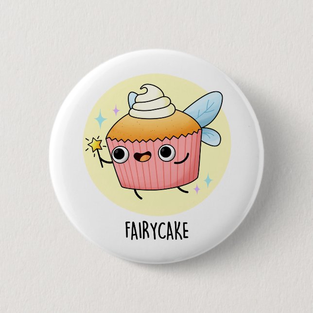 Fairy Cake Funny Cupcake Puff Button (Vorderseite)