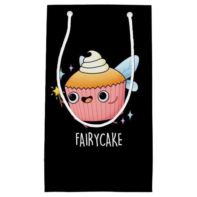 Fairy Cake Funny Cupcake Pun Dark BG Kleine Geschenktüte (Vorderseite)