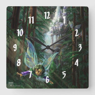 Fairy Castle Forest Quadratische Wanduhr