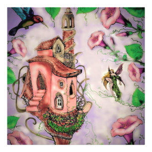Fairy Castle mit Hummingbird Fotodruck