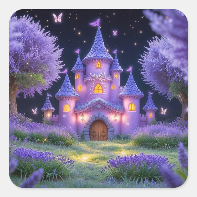 Fairy Castle Quadratischer Aufkleber (Vorderseite)