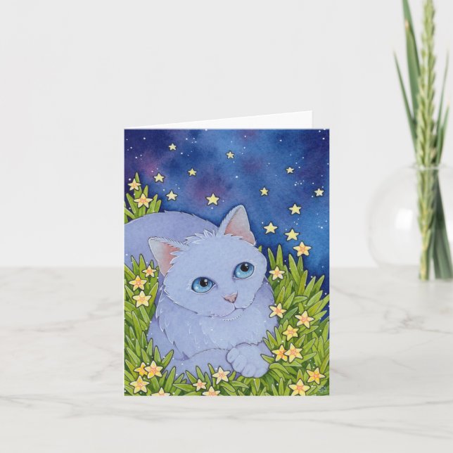 Fairy Cats Affirmation niedlich Cat Fee STARS card Dankeskarte (Vorderseite)