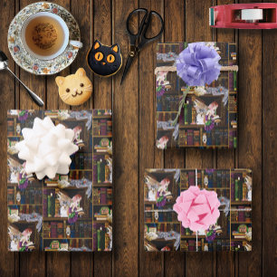 Fairy Cats Books Library Fantasy Geschenkpapier Set