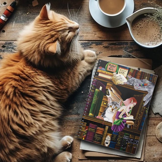 Fairy Cats Books Library Fantasy Notizblock (Von Creator hochgeladen)