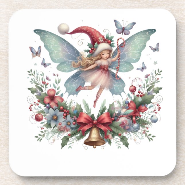 Fairy Christmas Butterfly Getränkeuntersetzer (Vorderseite)