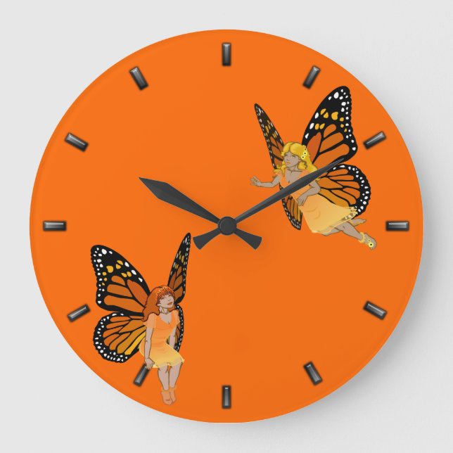 Fairy Clock Butterfly Feen Wall Clock Märchen Kuns Große Wanduhr (Vorderseite)