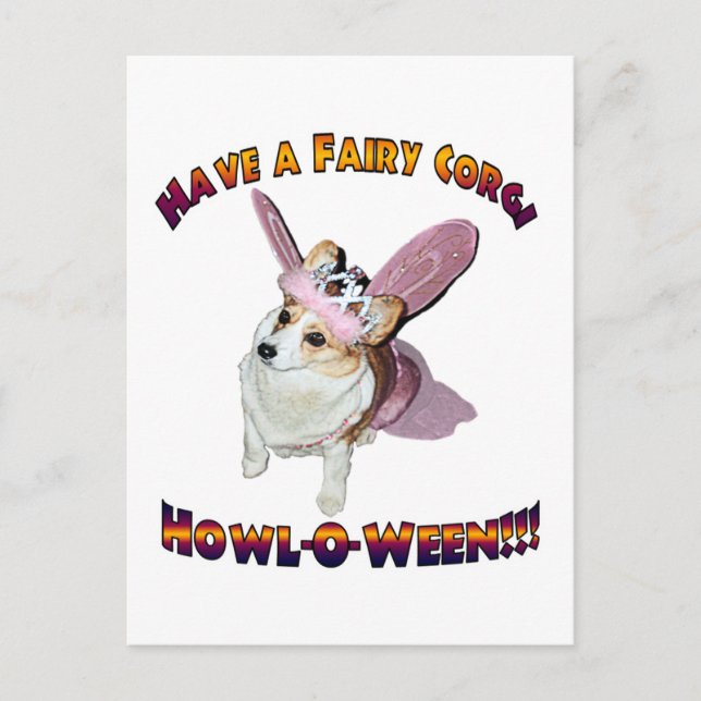 Fairy Corgi Howl-o-ween Postkarte (Vorderseite)