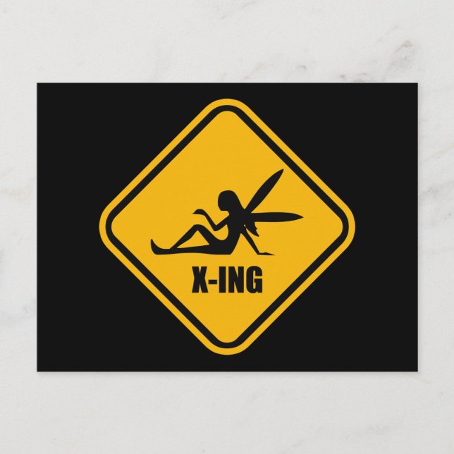 Fairy Crossing Street Sign Postkarte (Vorderseite)
