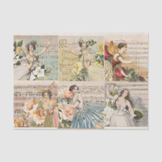 Fairy Dancer Collage Sheet Music Decoupage Tissue Seidenpapier
