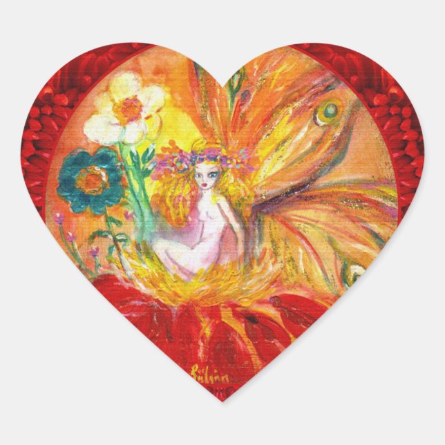 FAIRY DER BLUME Herz-Aufkleber (Vorderseite)