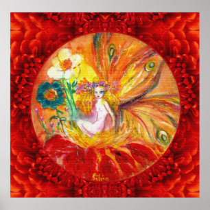 FAIRY DER BLUME, Red Yellow Fantasy Poster