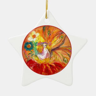 FAIRY DER BLUME Vibrant Red Ruby Star Keramik Ornament