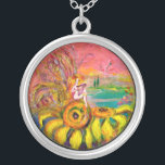 FAIRY DER SONNENBLUMEN VERSILBERTE KETTE<br><div class="desc">Whimsikale,  farbige Acrylmalerei auf Leinwand mit goldener und silberner Folie (c) von Bulgan Lumini .</div>