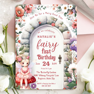 Fairy Door Blonde Hair Fairy Erste Geburtstagspart Einladung