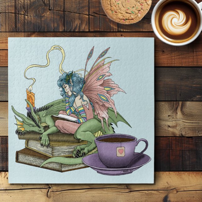 Fairy-Dragon-Bücher-Tea-Freundschaft  Puzzle (Von Creator hochgeladen)