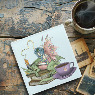 Fairy Dragon liest Tee Freundschaft Glasuntersetzer