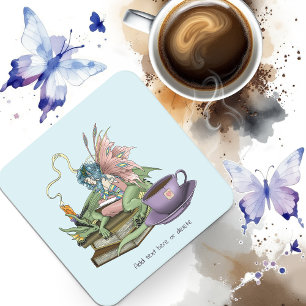 Fairy Dragon liest Tee Freundschaft Rechteckiger Pappuntersetzer