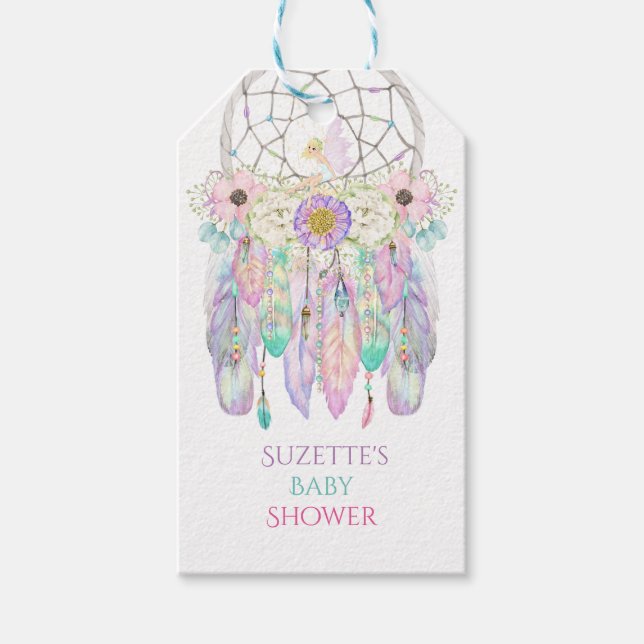 Fairy Dream Catcher Arrow Feathers Ribbons Geschenkanhänger (Vorderseite)