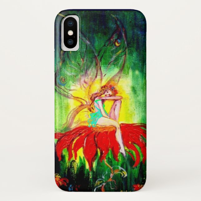 FAIRY DREAMING AUF DER ROTEN BLUME grün gelb Case-Mate iPhone Hülle (Rückseite)