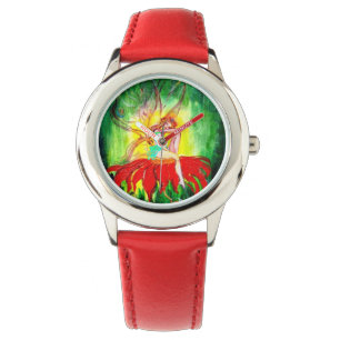 FAIRY DREAMING AUF EINER ROTEN BLUME ARMBANDUHR