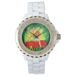 FAIRY DREAMING AUF EINER ROTEN BLUME ARMBANDUHR