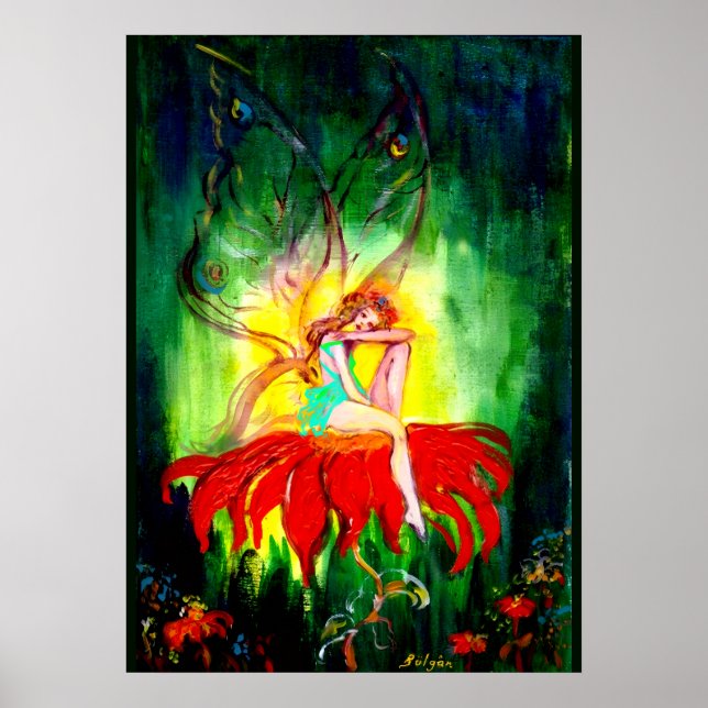 FAIRY DREAMING ON THE BLUME Fantasy Poster (Vorne)