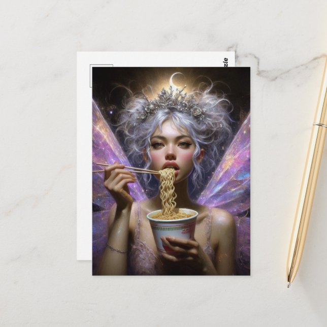 Fairy Eating Ramen Postkarte (Vorderseite/Rückseite Beispiel)