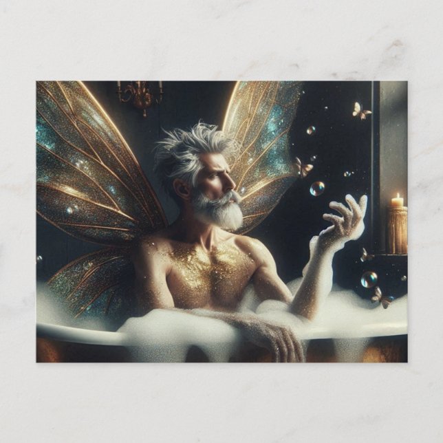 Fairy Elder Male nimmt ein Bad Postkarte (Vorderseite)