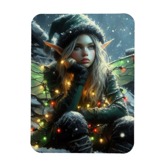 Fairy Elf mit Weihnachtslicht Magnet (Vertikal)