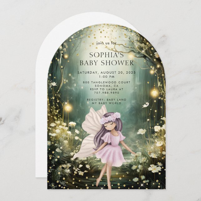 Fairy Enchanted Forest Baby Shower Einladung (Vorne/Hinten)