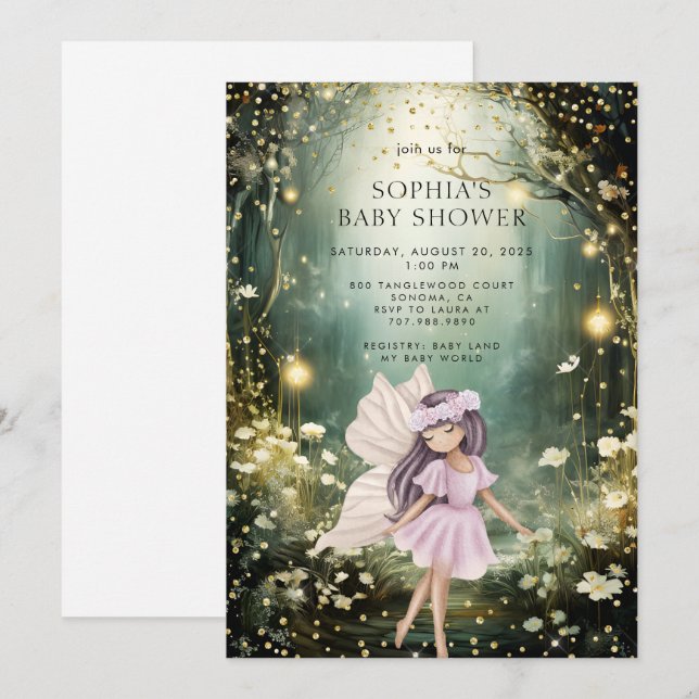 Fairy Enchanted Forest Baby Shower Einladung (Vorne/Hinten)