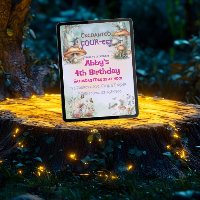Fairy Enchanted Four-est-Geburtstag Einladung (Von Creator hochgeladen)