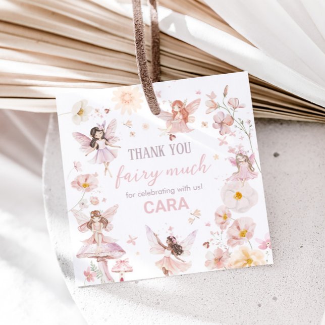 Fairy Enchanted Garden Geburtstagsparty Square Geschenkanhänger (Enchanted Garden Fairy Birthday Party Square Favor Tags)