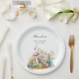 Fairy Enchanted Garden Mushroom Baby Girl Shower Pappteller