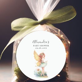 Fairy Enchanted Garden Mushroom Baby Girl Shower Runder Aufkleber
