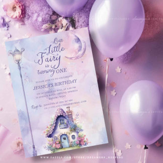 Fairy Enchanted Garden Pink Lila Geburtstag Einladung