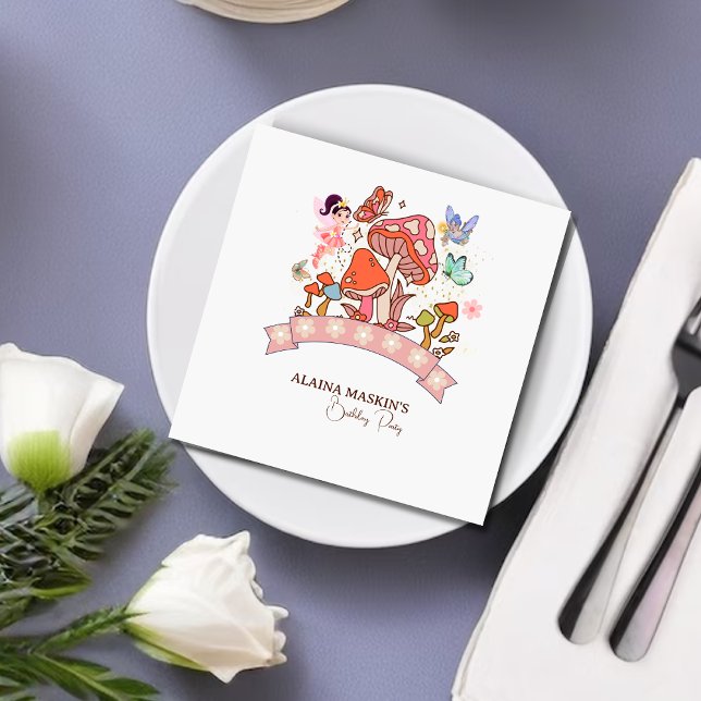 Fairy Enchanted Mushroom Watercolor Floral Serviette (Von Creator hochgeladen)